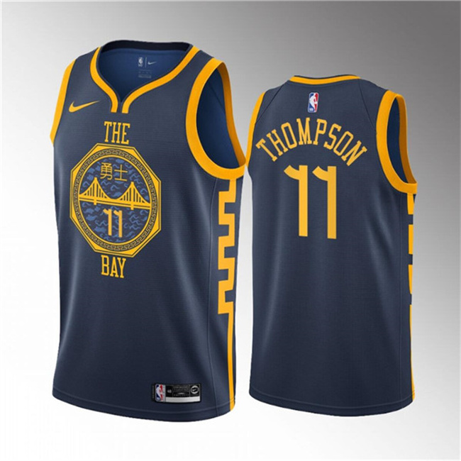 Men's Golden State Warriors #11 Klay Thompson Navy 2018/19 Swingman Stitched Basketball Jersey Men's Golden State Warriors #11 Klay Thompson Navy 2018/19 Swingman Stitched Basketball Jersey